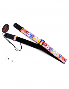Ukulele Strap flower rosa