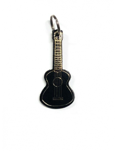 Porta chiave ukulele in pelle Nero