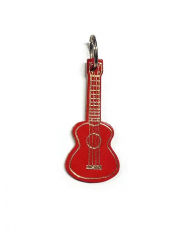 Porta chiave ukulele in pelle Rosso