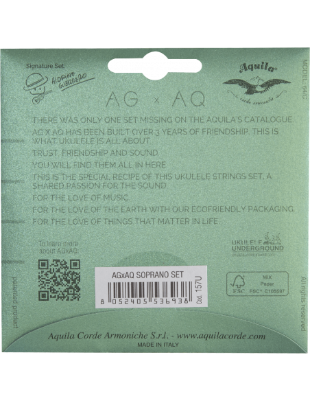 UKULELE - AGxAQ® SOPRANO 157U REGULAR, Key of C, GCEA