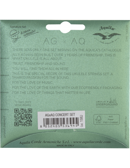 CORDE UKULELE CONCERTO - AGxAQ® - SET HIGH G - GCEA - cod. 158U