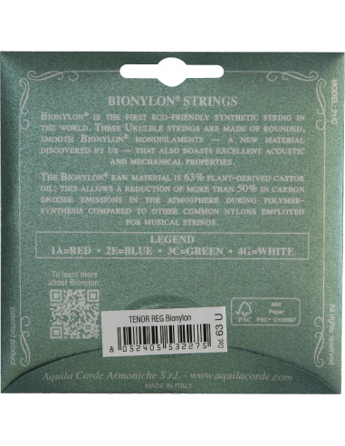 UKULELE - BIONYLON® REGULAR 63U CONTENT, Key of...