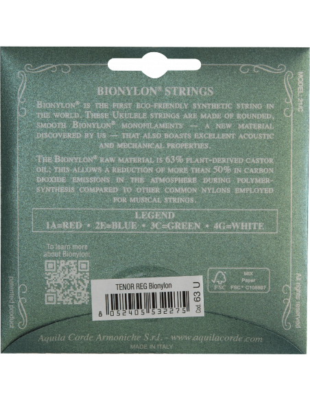 UKULELE - BIONYLON® REGULAR 63U CONTENT, Key of C, GCEA