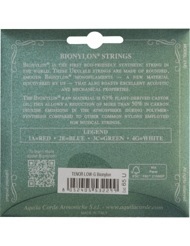 UKULELE - BIONYLON® TENOR 65U LOW-G, key of C...