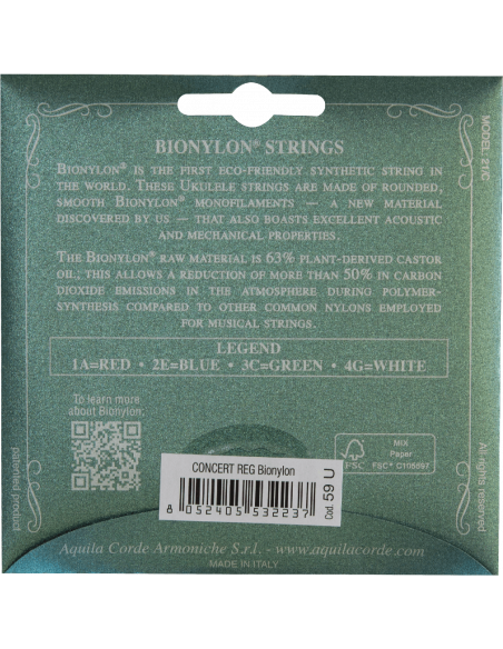 CORDE UKULELE CONCERTO - BIONYLON® - SET HIGH G - GCEA - cod. 59U