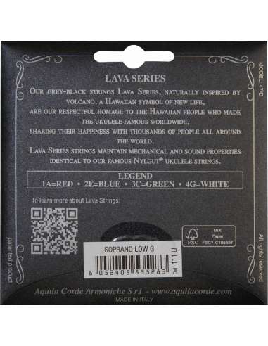 CORDE UKULELE SOPRANO - LAVA SERIES® - SET LOW...