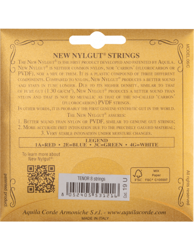 CORDE UKULELE TENORE -  NEW NYLGUT® - SET 8...