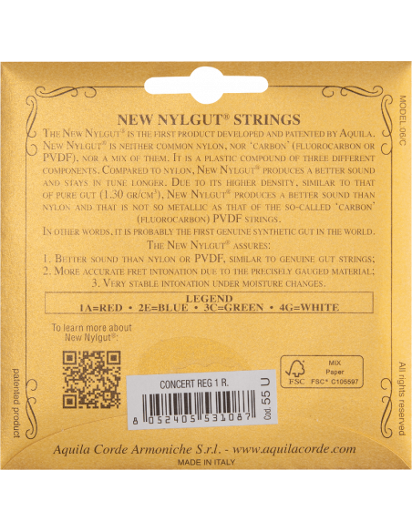 UKULELE - NEW NYLGUT® CONCERT 55U REGULAR (1 red series 3a) GCEA