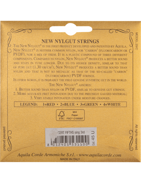 CORDE UKULELE CONCERTO - CORDA SINGOLA 3th G accordatura per quinte NEW NYLGUT® - cod. 45U