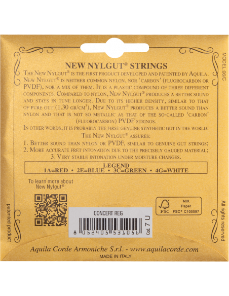 CORDE UKULELE CONCERTO - NEW NYLGUT®  - SET HIGH G - GCEA - cod. 7U