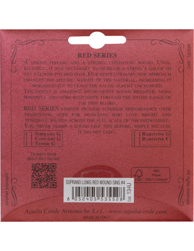 UKULELE - RED SERIES 4th Low G yarn 4th Soprano...