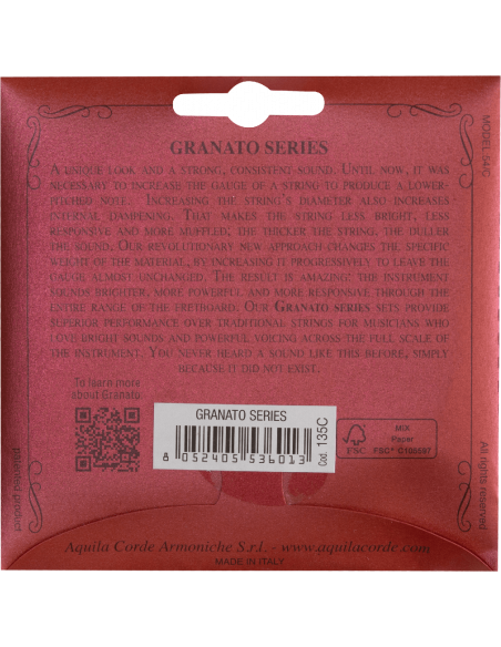 CORDE UKULELE CONCERTO - CORDA SINGOLA 4th LOW G filata rame verniciato RED SERIES® - cod. 135U