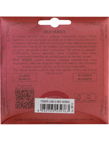 UKULELE - RED SERIES LOW G TENOR SET - GCEA...