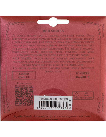 CORDE UKULELE TENORE -  RED SERIES® - SET LOW G - gCEA - cod. 88U