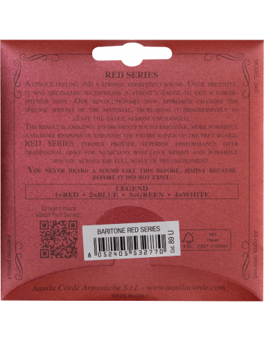 CORDE UKULELE BARITONE –  RED SERIES® - SET LOW...