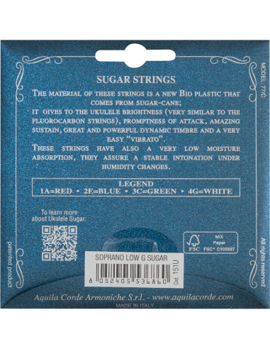 CORDE UKULELE SOPRANO - SUGAR® - SET LOW G -...