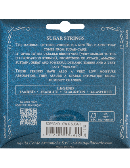 UKULELE - SUGAR SOPRANO - SET LOW G GCEA - 151U