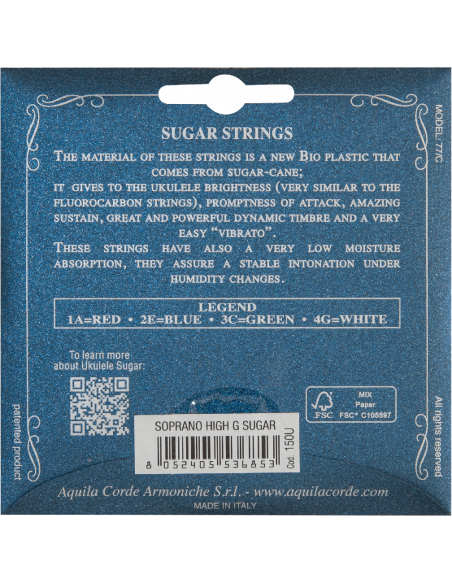 CORDE UKULELE SOPRANO - SUGAR® - SET HIGH G - GCEA - 150U