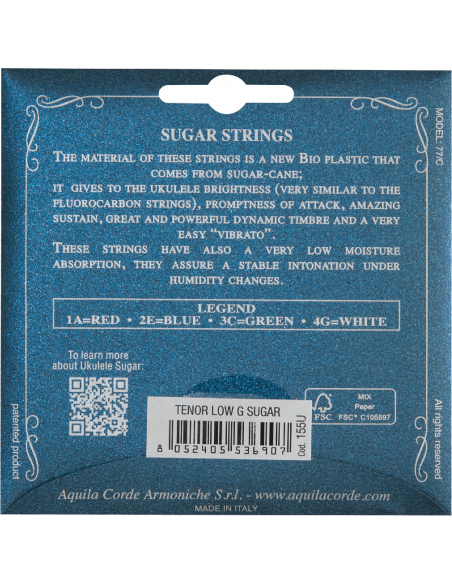 CORDE UKULELE TENORE -  SUGAR® - SET LOW G - gCEA - cod. 155U