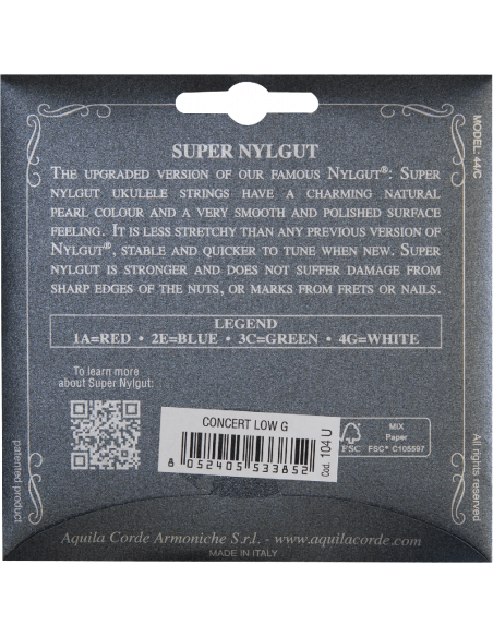 UKULELE - SUPERNYLGUT® CONCERTO LOW-G (1 SPUN) GCEA, Code 104U