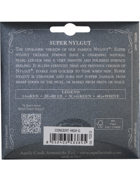 CORDE UKULELE CONCERTO - SUPERNYLGUT® - SET HIGH G - GCEA - cod. 103U