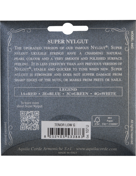 UKULELE - SUPERNYLGUT® LOW-G CONTENT (1 SPUN) GCEA, code 107U