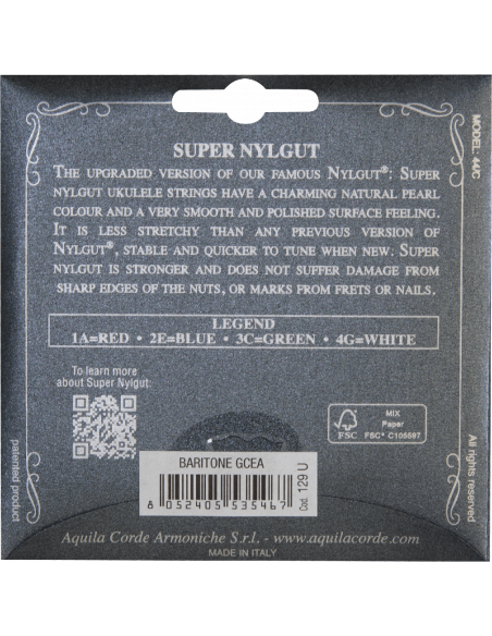 CORDE UKULELE BARITONE –  SUPERNYLGUT® - SET HIGH G - GCEA - cod. 129U