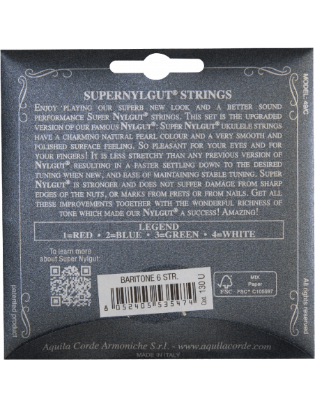 UKULELE - NEW NYLGUT® BARITONE Baritone, D-Gg-B-ee, D&G WOUND STRINGS Code 130U