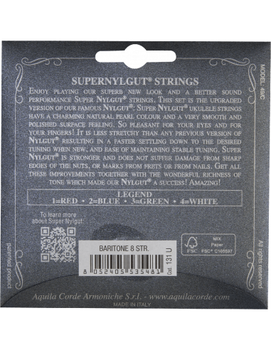 CORDE UKULELE BARITONE –  SUPERNYLGUT® - SET 8...