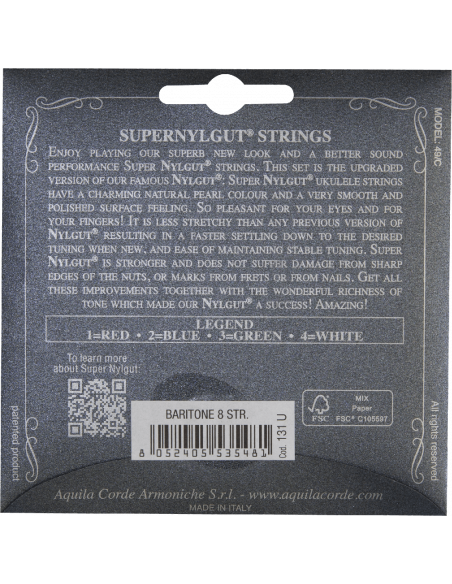 UKULELE - NEW NYLGUT® BARITONE, Dd-Gg-bb-ee, D&G WOUND STRINGS Code 131U