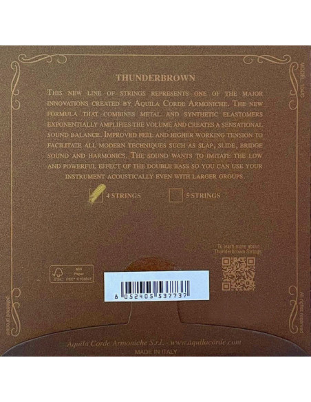 SHORT SCALE BASS STRINGS - Thunderbrown 4 strings 18-21" / 46-53 cm scale cod. 165U